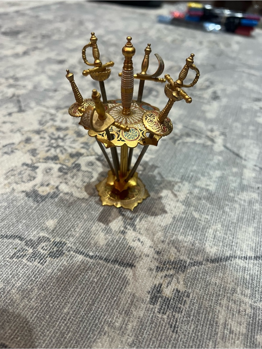 Vintage Toledo Spain miniature sword cocktail pick set